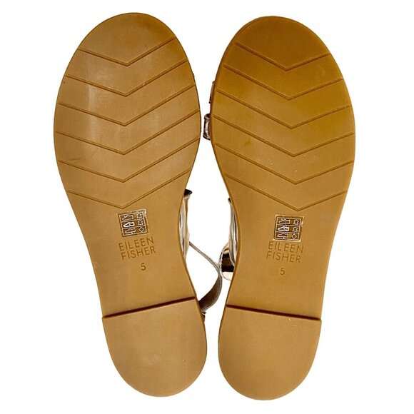 Eileen Fisher Leather Cici Flat Sandal Metallic Mirrored Silver Size 5 NEW! - Picture 8 of 11